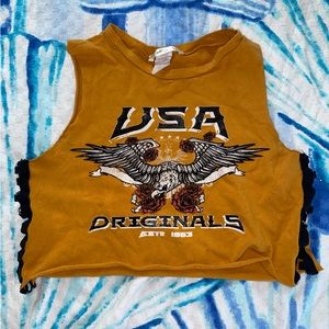 VINTAGE USA Rose Muscle Crop Tee